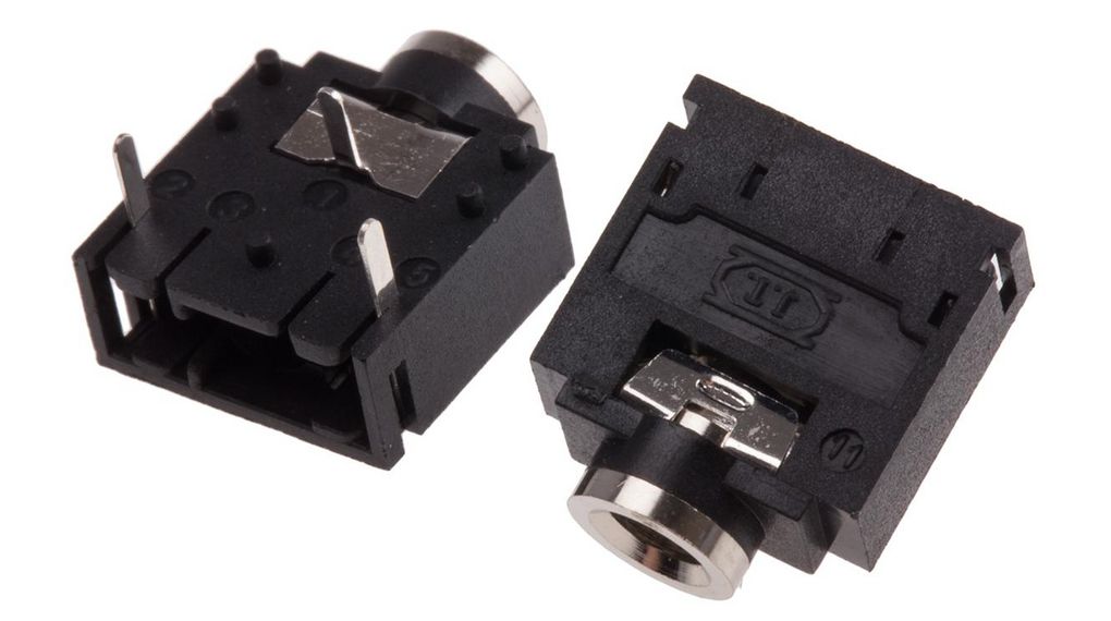 Audiokontakt, Uttag, Stereo, Vinkelrät, 3.5 mm, Paket med 5 delar